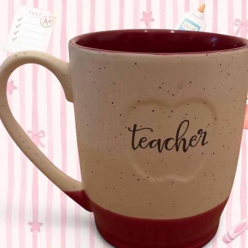 Belle Madison Teacher red & white teacher apple mug